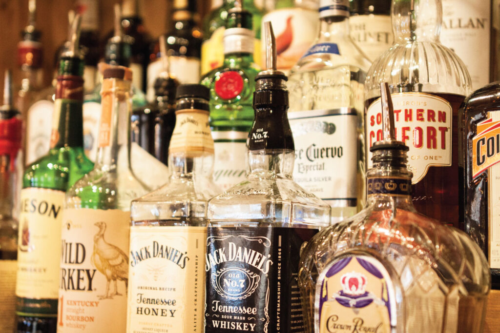 A selection of spirits behind the bar