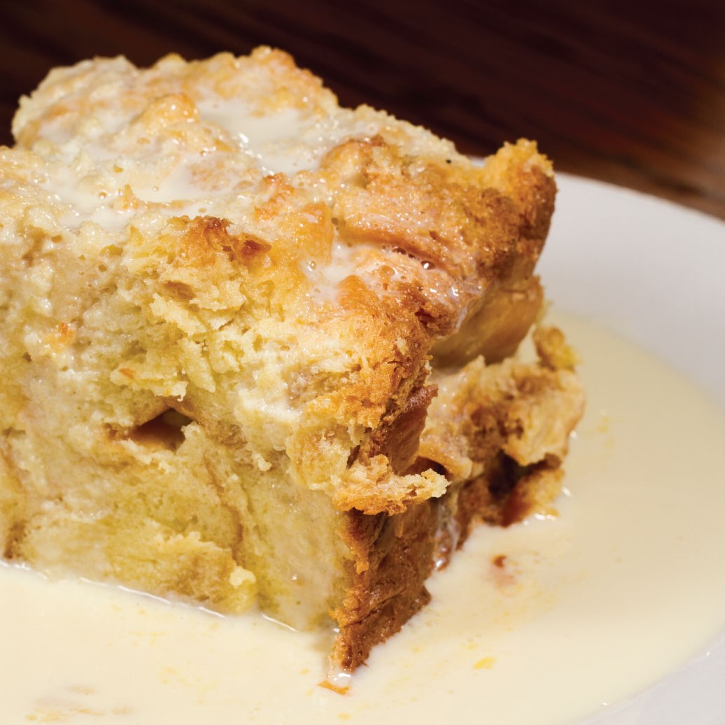 White chocolate bread pudding